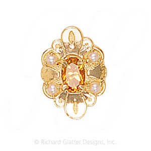 GS437 CIT/PL - 14 Karat Gold Slide with Citrine center and Pearl accents 
